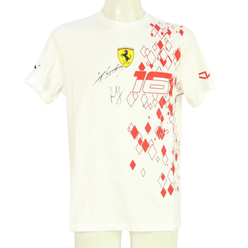 Leclerc Official Scuderia Ferrari T-Shirt, Monaco 2023 - Signed by Charles Leclerc and Carlos Sainz Jr
