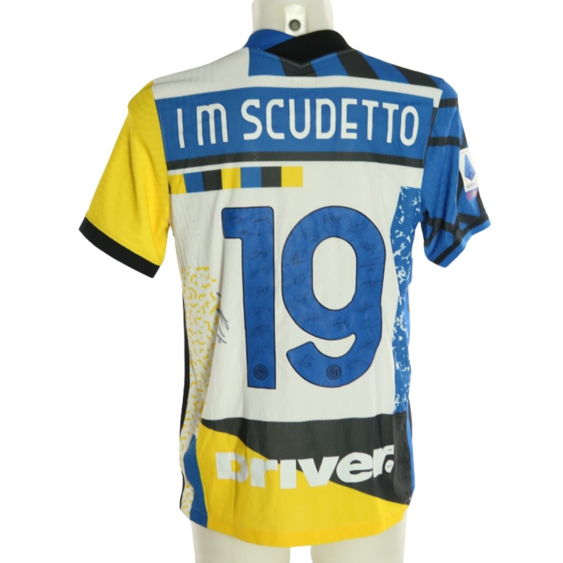 Inter "I'm Scudetto" Official Shirt, 2020/21 - Signed by Stefan de Vrij