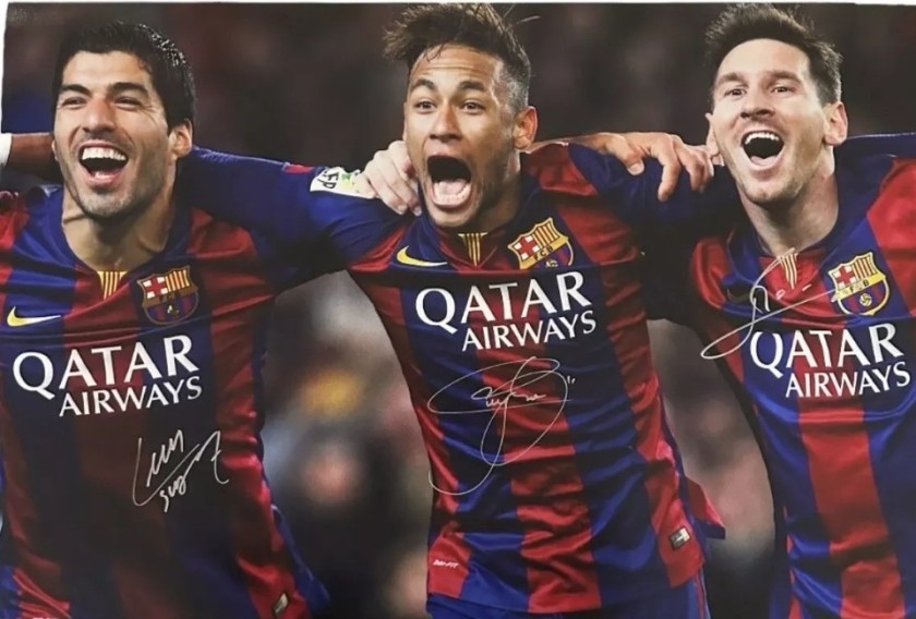 Neymar, Luis Suarez e Lionel Messi, foto firmata del Barcellona