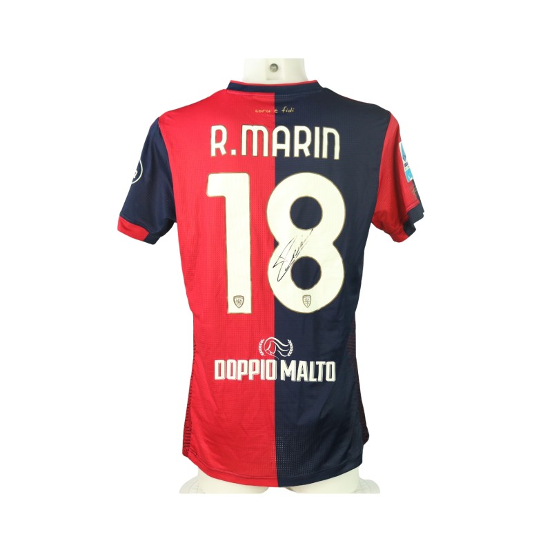 Marin's Signed Unwashed Shirt, Cagliari vs Como 2024