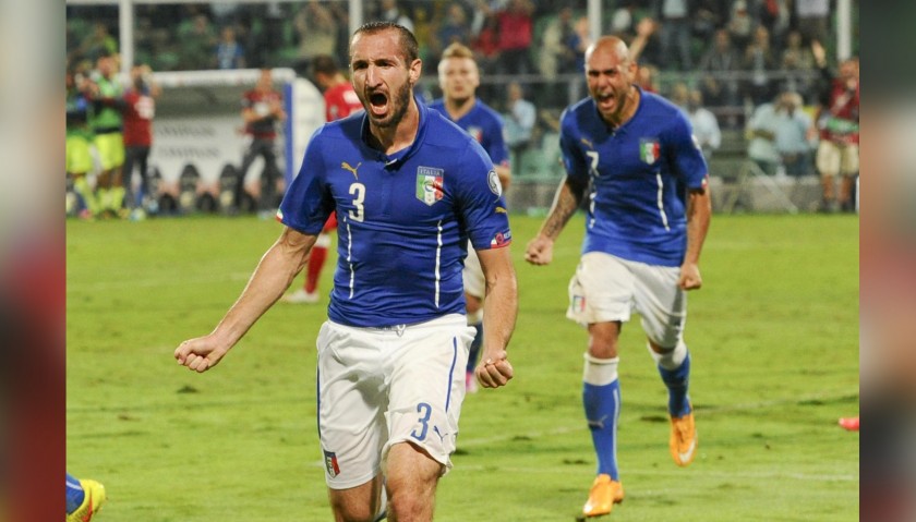 Chiellini's Italy Signed Match Shorts, 2014 