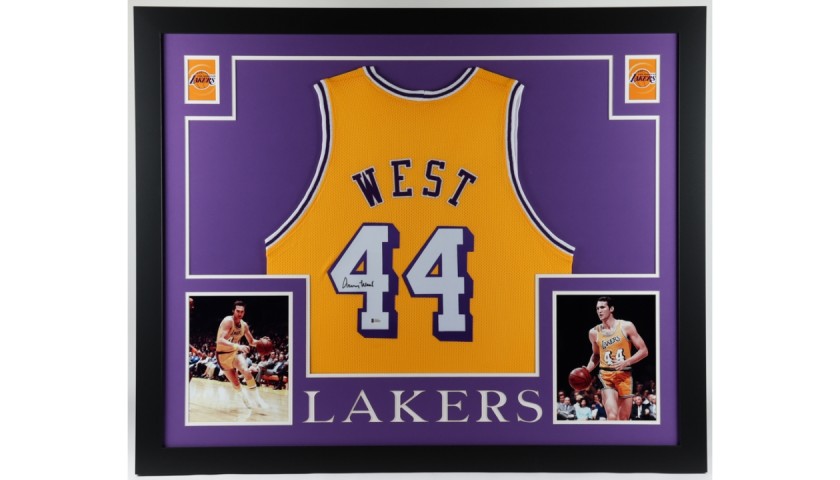 Jerry West Signed and Framed Jersey