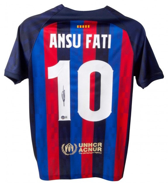 Ansu Fati Signed Barcelona Home Shirt, 2022-23