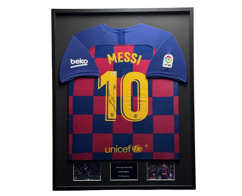 Lionel Messi's Barcelona 2019/20 Signed and Framed Home Shirt