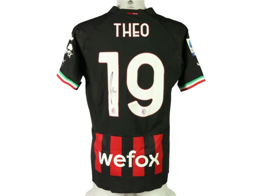 Theo Hernandez Milan Official Signed Shirt, 2022/23