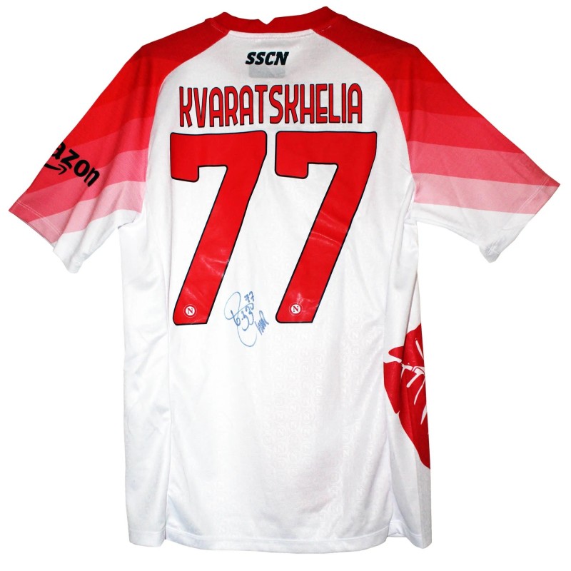 Kvaratskhelia Official Napoli Signed Shirt, Special Valentine's Day 2023 