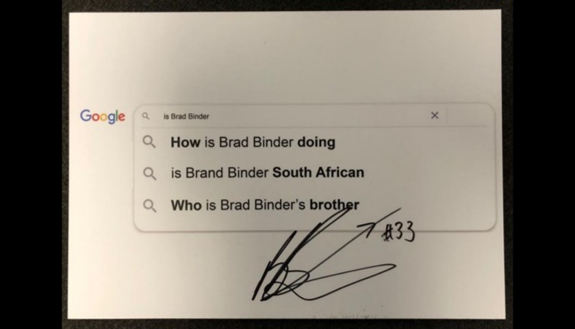 Signed Brad Binder 'Top 3 Google Searches' Board from the Grand Prix of Styria 
