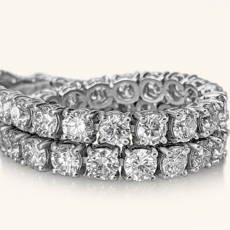 8.71 Carat E-G VVS Diamond 14K White Gold Bracelet