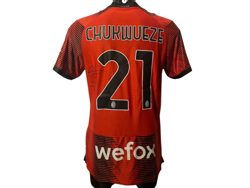 Chukwueze Replica AC Milan Shirt, 2023/24 - Signed with videoproof