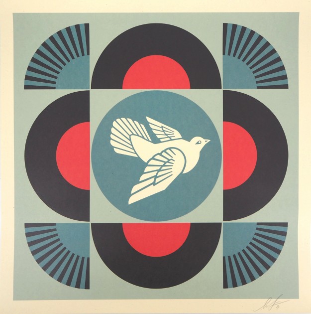 'Geometric Dove Black' Screenprint Signed by Shepard Fairey