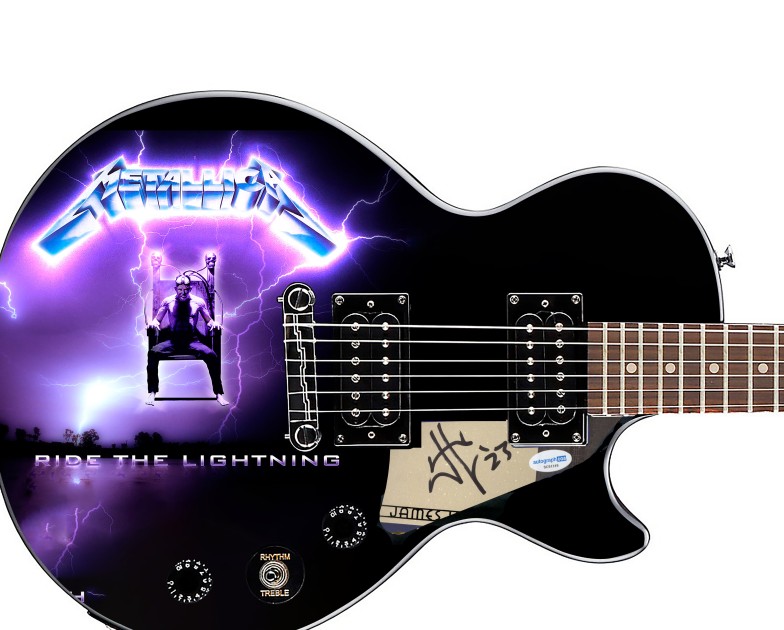 James Hetfield of Metallica Signed Epiphone "Ride The Lightning" Graphics Guitar