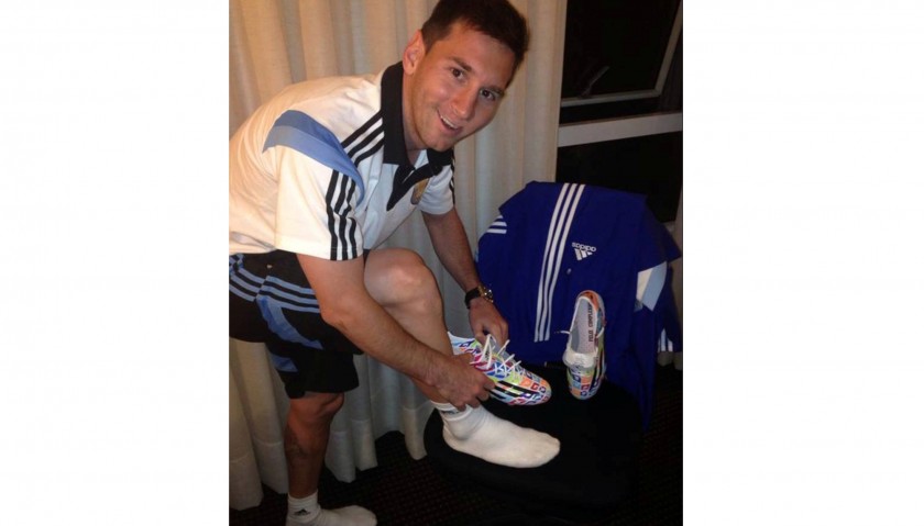 Unique Happy Birthday Model Cleats Signed by Messi