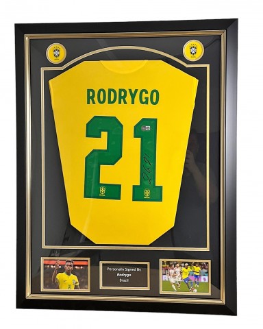 Rodrygo's Brazil Signed and Framed Shirt