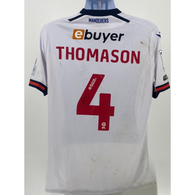 Maglia indossata e autografata dal Bolton Wanderers di George Thomason contro l'Exeter City