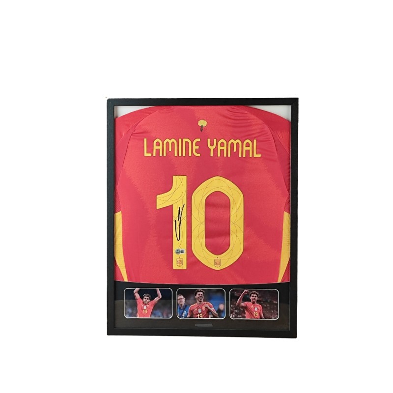 Maglia Spagna Lamine Yamal - Autografata e incorniciata