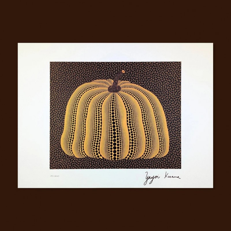 Pumpkin with Background Offset Lithograph by Yayoi Kusama