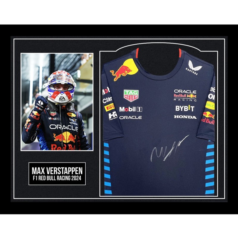 Max Verstappen Signed and Framed F1 Red Bull Racing 2024 Shirt