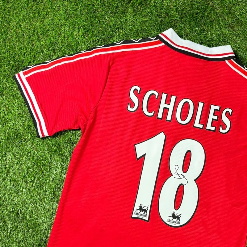 Paul Scholes Signed Manchester United 1999 Home Football Shirt COA