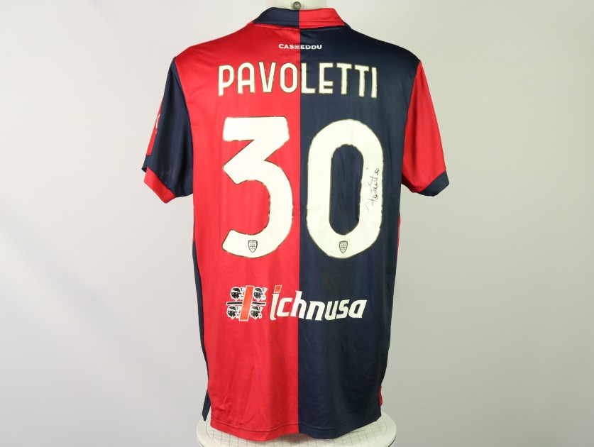 Pavoletti Unwashed and Signed Shirt, Cagliari vs Monza 2023