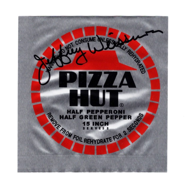 "Ritorno al Futuro" involucro Pizza Hut autografato da Jeffrey Weissman