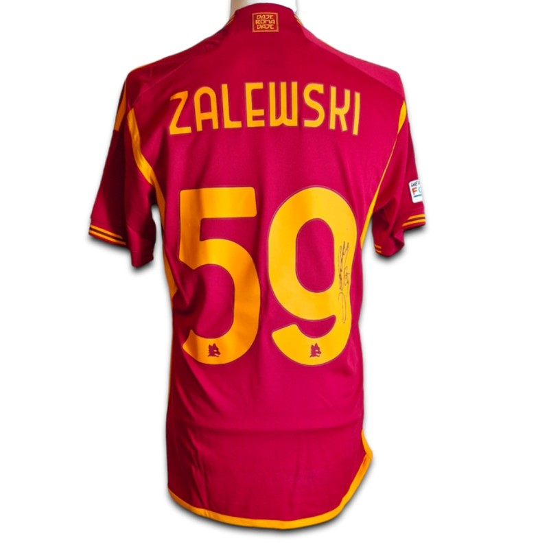Zalewski's AS Roma 2023/24 Signed Match-Issued Shirt, vs Feyenoord