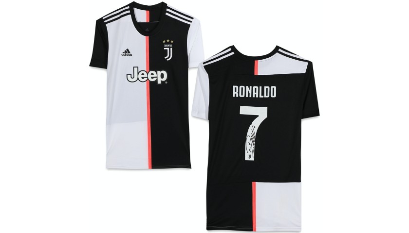 Cristiano Ronaldo Juventus Hand Signed Juventus Black & White Jersey