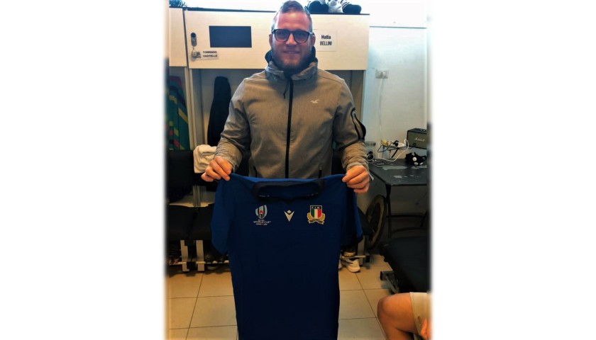 Bigi's Italy Worn and Signed Rugby Shirt, Italy-Canada 2019 