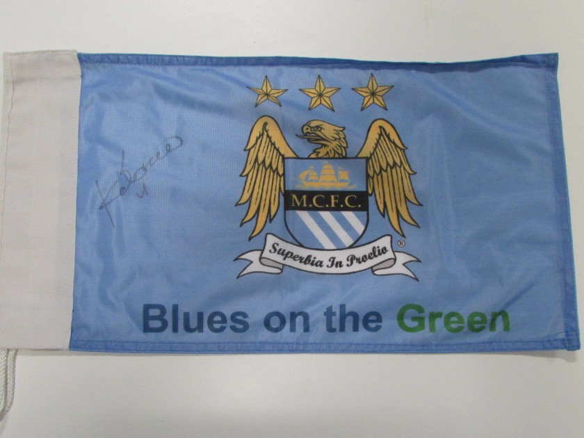 Blues on the Green Pin Flag signed by Aleksandar Kolarov
