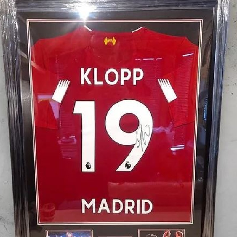 Maglia del Liverpool 2019 Champions League Madrid firmata e incorniciata da Jurgen Klopp