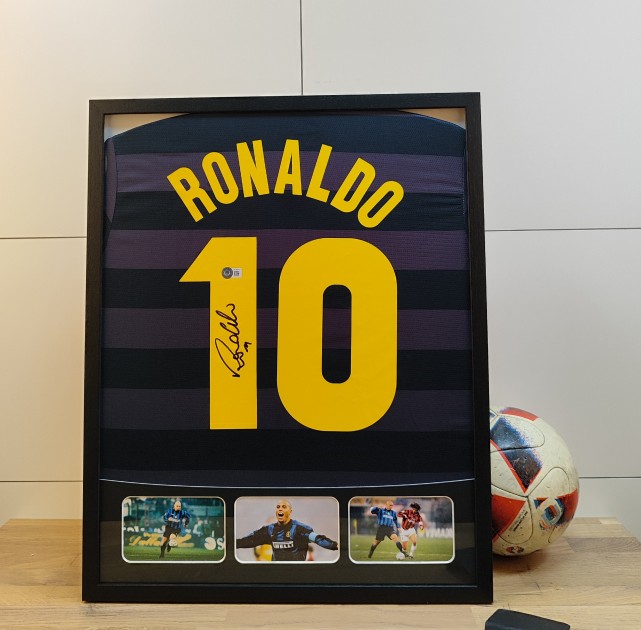 Ronaldo Nazario's Inter Milan 1997/1998 Signed And Framed Away Shirt