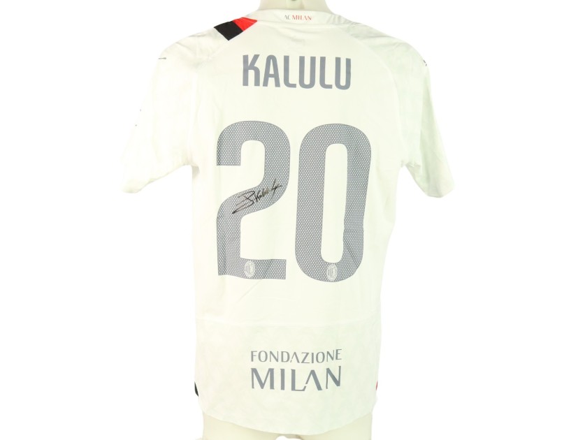 Maglia ufficiale Kalulu Milan, UCL 2023/24 - Autografata