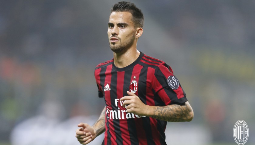 Suso's Signed Match-Issued 2017 Milan-Bologna Shirt