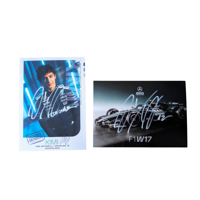 Collection of Two Kimi Antonelli's Signed Driver Cards