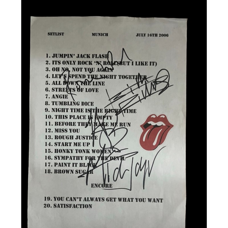 The Rolling Stones Signed 2006 Setlist