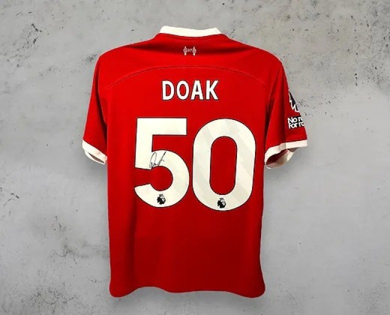 Maglia Liverpool 2023/24 di Ben Doak firmata e incorniciata