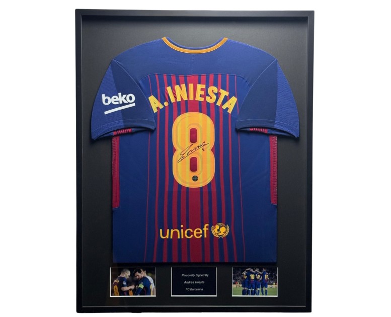 Andres Iniesta's FC Barcelona Signed And Framed Shirt