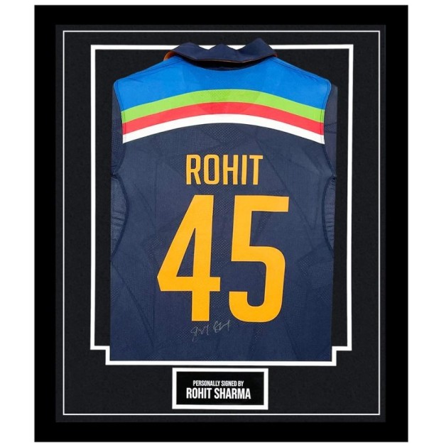 Rohit Sharma Signed and Framed Cricket Shirt