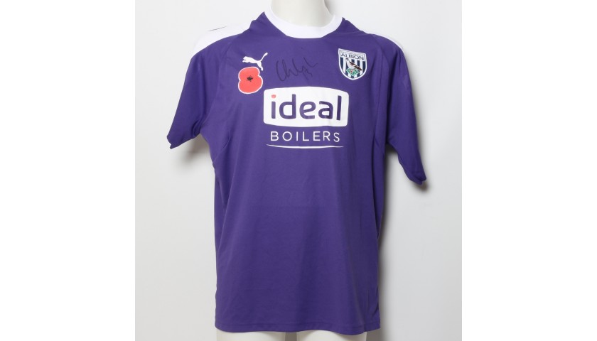 Boaz Myhill's West Bromwich Albion  Worn and Signed Home Poppy Shirt 