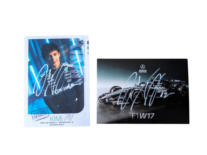 Collection of Two Kimi Antonelli's Signed Driver Cards
