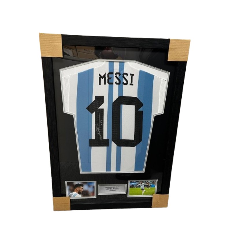 Lionel Messi's Argentina 2022/23 Signed And Framed Shirt