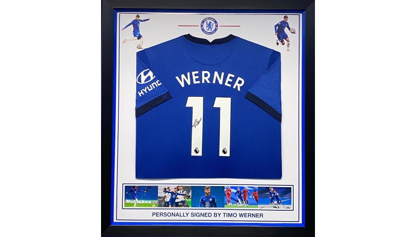 Chelsea FC Shirt Signed by Timo Werner, Professionally Framed