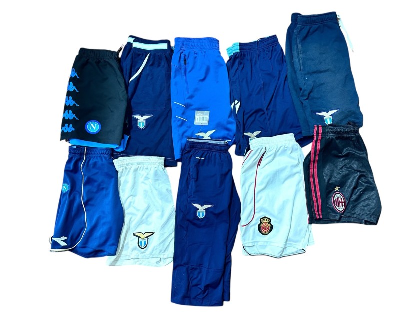 Collezione di Dieci Pantaloncini Allenamento Ufficiali Lazio, Napoli, Milan, Mallorca