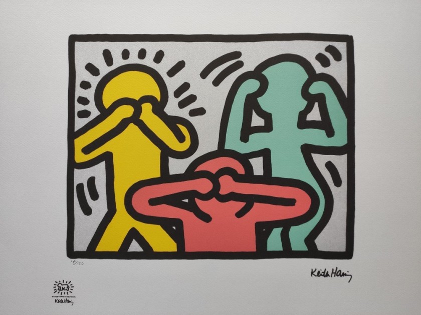 "Look!" Lithograph Signed by Keith Haring