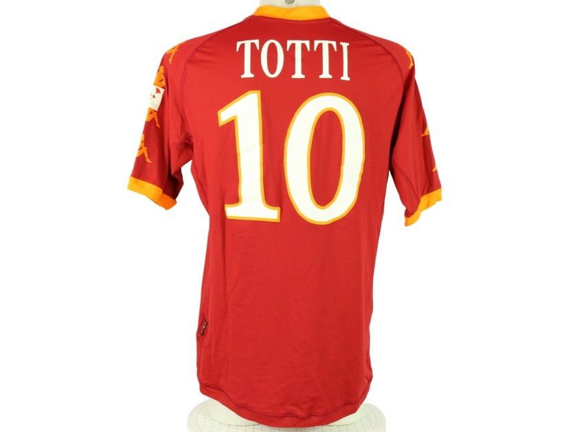 Maillot AS Roma 2009-2010 – Francesco Totti #10 – Extérieur Blanc – Porté En Match (non Lavé)