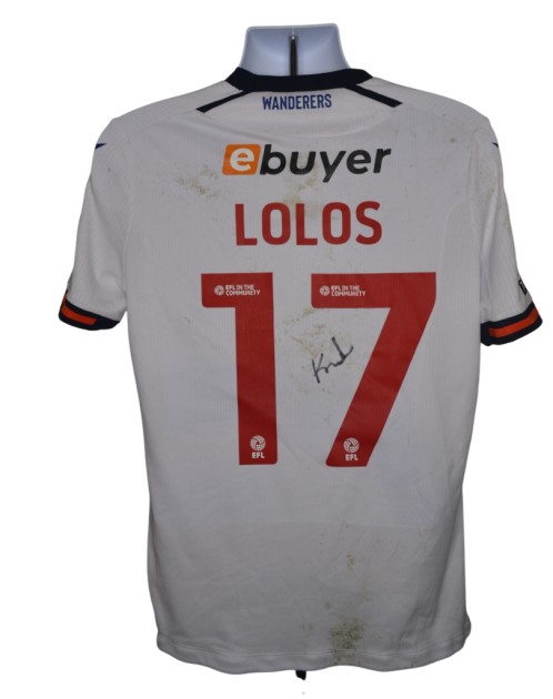 Klaidi Lolos' Bolton Wanderers Signed Match Worn Shirt, vs Cambridge 