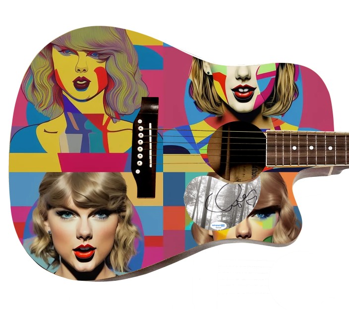 Exclusive Taylor Swift Signed Custom 'The Color of Love' Acoustic Graphics Guitar