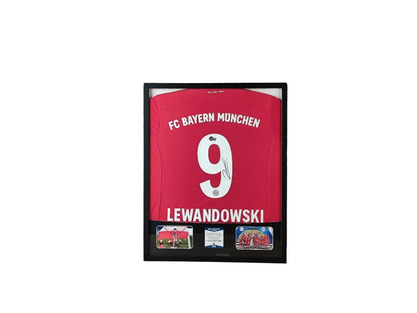 Maglia Robert Lewandowski Bayern Monaco in cornice deluxe di alta qualità - Autografata