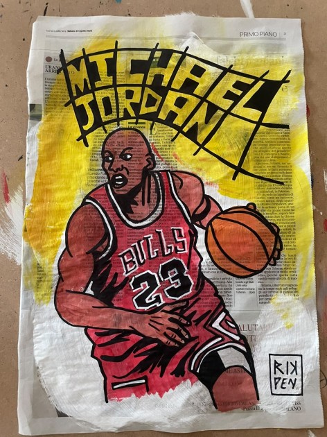 Michael Jordan – Unique Artwork on Newspaper by RikPen