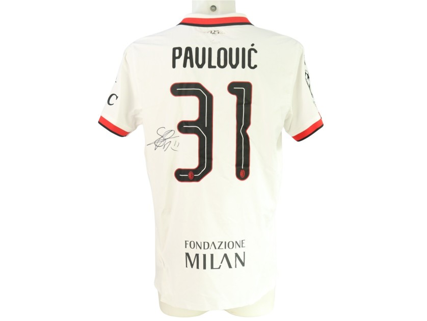 Maglia ufficiale Pavlovic Milan, UCL 2023/24 - Autografata