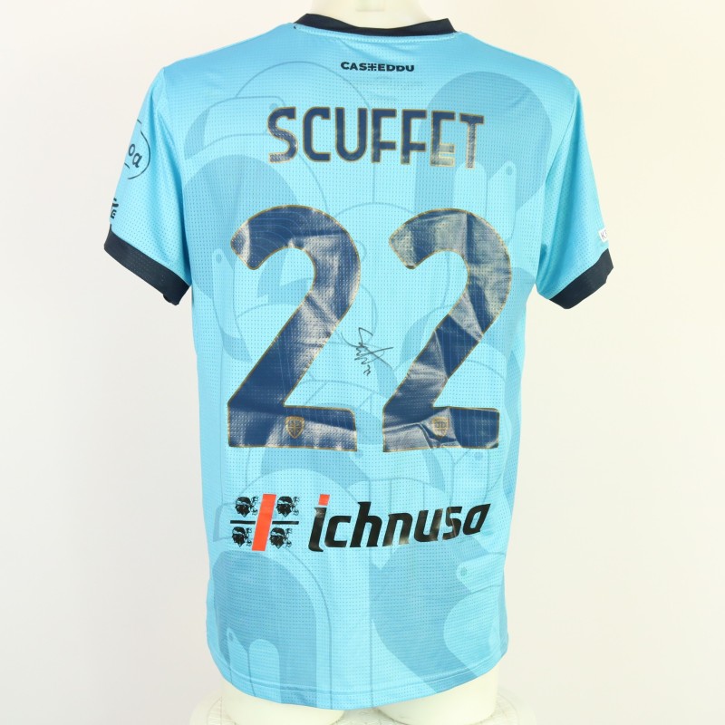 Scuffet's Unwashed Signed Shirt, Cagliari vs Hellas Verona 2024 "Keep Racism Out"